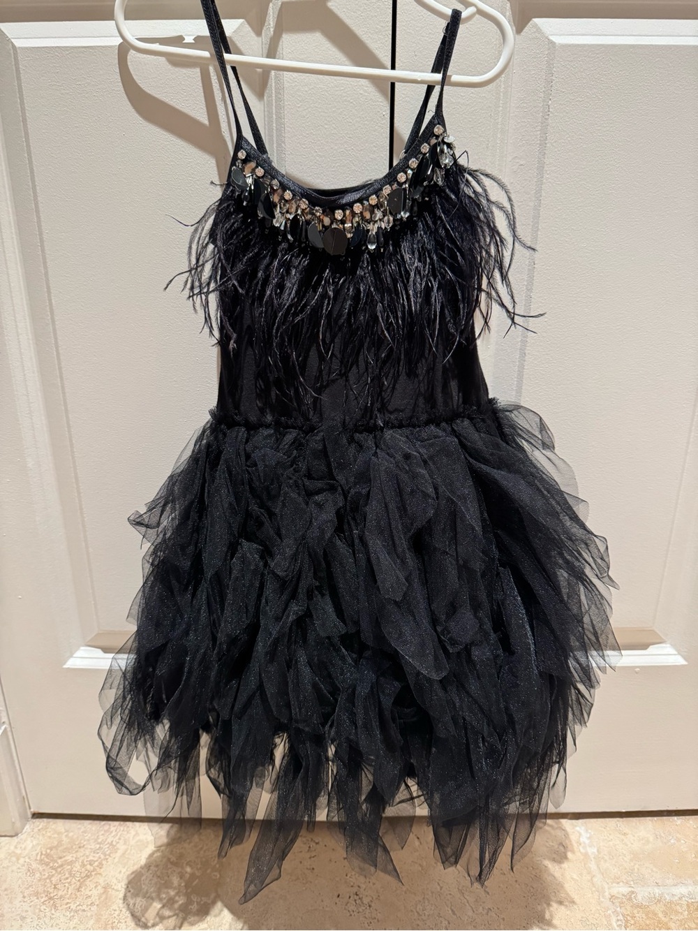 TuTu Du Monde Black Feather & Tulle Kids Dress Size 2-3